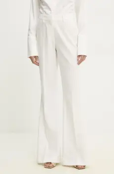 Answear Lab pantaloni de costum evazati culoarea alb, evazati, high waist imagine