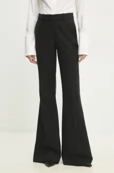 Answear Lab pantaloni de costum evazati culoarea negru, evazati, high waist imagine