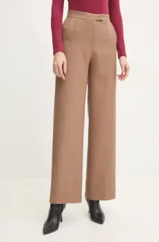 Answear Lab pantaloni din lana culoarea bej, drept, high waist imagine