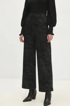 Answear Lab pantaloni din lana culoarea negru, drept, high waist imagine