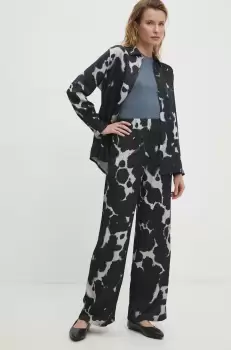 Answear Lab pantaloni femei, culoarea albastru marin, lat, high waist imagine