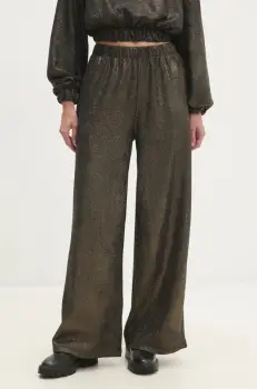 Answear Lab pantaloni femei, culoarea auriu, drept, high waist imagine