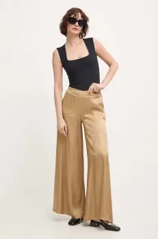 Answear Lab pantaloni femei, culoarea auriu, lat, high waist imagine