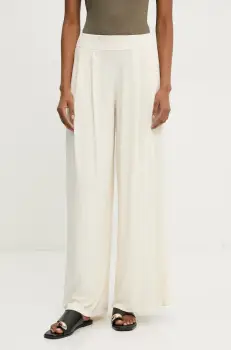 Answear Lab pantaloni femei, culoarea bej, drept, high waist imagine