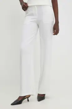 Answear Lab pantaloni femei, culoarea bej, drept, high waist imagine