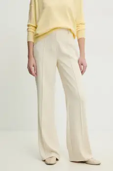 Answear Lab pantaloni femei, culoarea bej, lat, high waist imagine