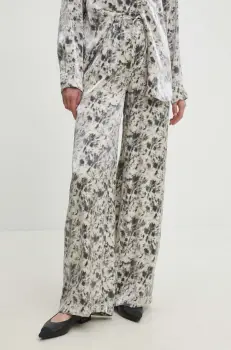 Answear Lab pantaloni femei, culoarea bej, lat, high waist imagine