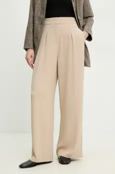 Answear Lab pantaloni femei, culoarea bej, lat, high waist imagine
