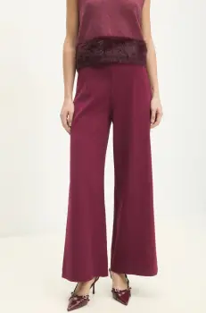 Answear Lab pantaloni femei, culoarea bordo, evazati, high waist imagine