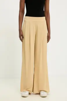 Answear Lab pantaloni femei, culoarea galben, drept, high waist imagine