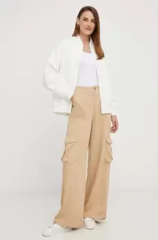 Answear Lab pantaloni femei, culoarea maro, lat, high waist imagine