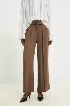 Answear Lab pantaloni femei, culoarea maro, lat, high waist imagine