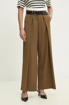 Answear Lab pantaloni femei, culoarea maro, lat, high waist imagine