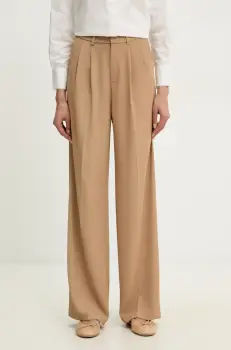 Answear Lab pantaloni femei, culoarea maro, lat, high waist imagine