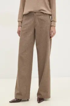 Answear Lab pantaloni femei, culoarea maro, lat, high waist imagine