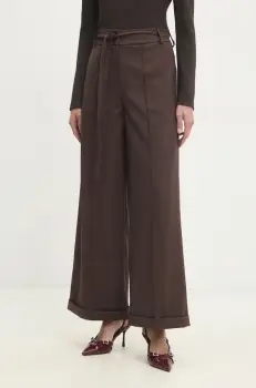 Answear Lab pantaloni femei, culoarea maro, neted imagine