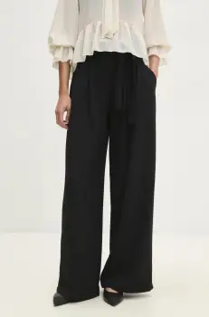 Answear Lab pantaloni femei, culoarea negru, drept, high waist imagine