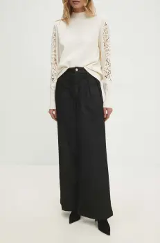 Answear Lab pantaloni femei, culoarea negru, drept, high waist imagine