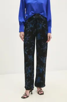 Answear Lab pantaloni femei, culoarea negru, drept, high waist imagine