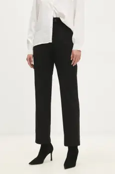 Answear Lab pantaloni femei, culoarea negru, drept, high waist imagine