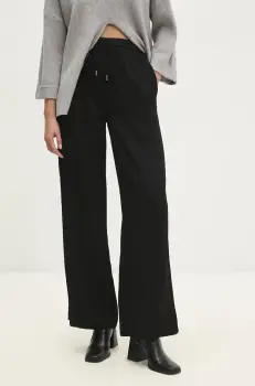 Answear Lab pantaloni femei, culoarea negru, drept, high waist imagine