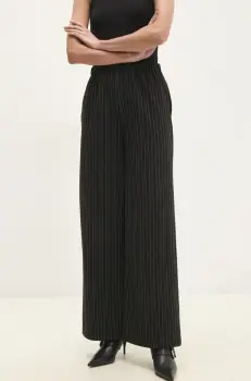 Answear Lab pantaloni femei, culoarea negru, drept, high waist imagine