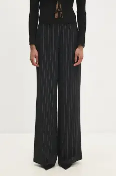 Answear Lab pantaloni femei, culoarea negru, drept, high waist imagine