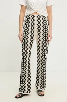 Answear Lab pantaloni femei, culoarea negru, drept, high waist imagine