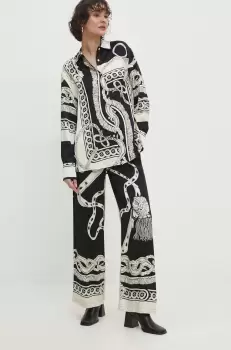 Answear Lab pantaloni femei, culoarea negru, drept, high waist imagine