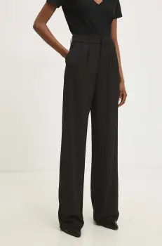 Answear Lab pantaloni femei, culoarea negru, drept, high waist imagine