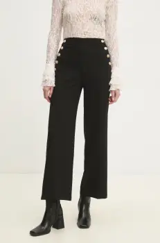 Answear Lab pantaloni femei, culoarea negru, drept, high waist imagine