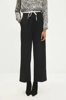 Answear Lab pantaloni femei, culoarea negru, drept, high waist imagine