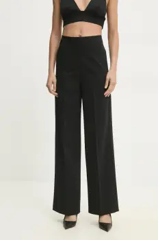Answear Lab pantaloni femei, culoarea negru, drept, high waist imagine