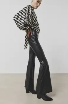 Answear Lab pantaloni femei, culoarea negru, evazati, high waist imagine