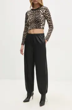 Answear Lab pantaloni femei, culoarea negru, high waist imagine