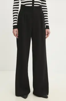 Answear Lab pantaloni femei, culoarea negru, lat, high waist imagine