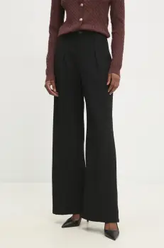 Answear Lab pantaloni femei, culoarea negru, lat, high waist imagine