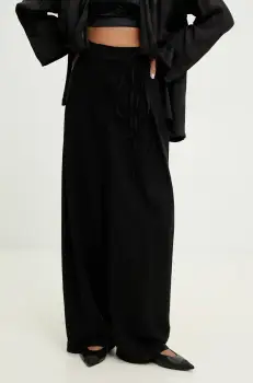 Answear Lab pantaloni femei, culoarea negru, lat, high waist imagine