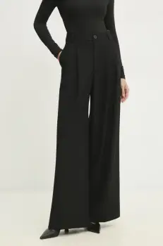 Answear Lab pantaloni femei, culoarea negru, lat, high waist imagine