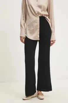 Answear Lab pantaloni femei, culoarea negru, lat, high waist imagine