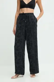 Answear Lab pantaloni femei, culoarea negru, lat, high waist imagine