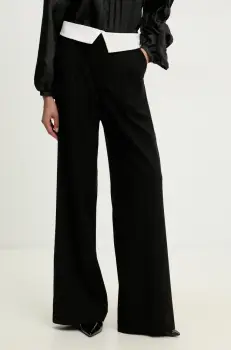 Answear Lab pantaloni femei, culoarea negru, lat, high waist imagine