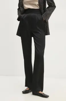 Answear Lab pantaloni femei, culoarea negru, lat, high waist imagine