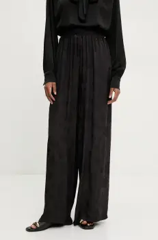 Answear Lab pantaloni femei, culoarea negru, lat, high waist imagine