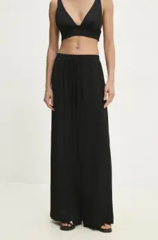 Answear Lab pantaloni femei, culoarea negru, lat, high waist imagine