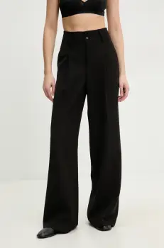 Answear Lab pantaloni femei, culoarea negru, lat, high waist imagine