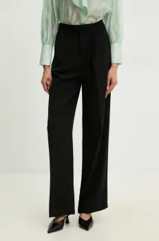 Answear Lab pantaloni femei, culoarea negru, lat, high waist imagine