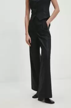 Answear Lab pantaloni femei, culoarea negru, lat, high waist imagine