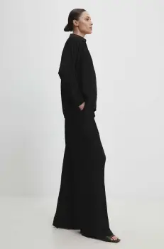 Answear Lab pantaloni femei, culoarea negru, lat, high waist imagine