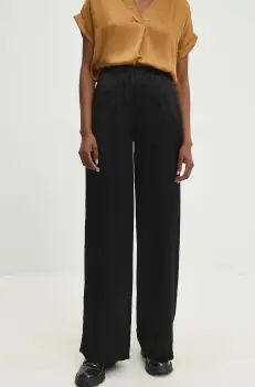 Answear Lab pantaloni femei, culoarea negru, lat, high waist imagine